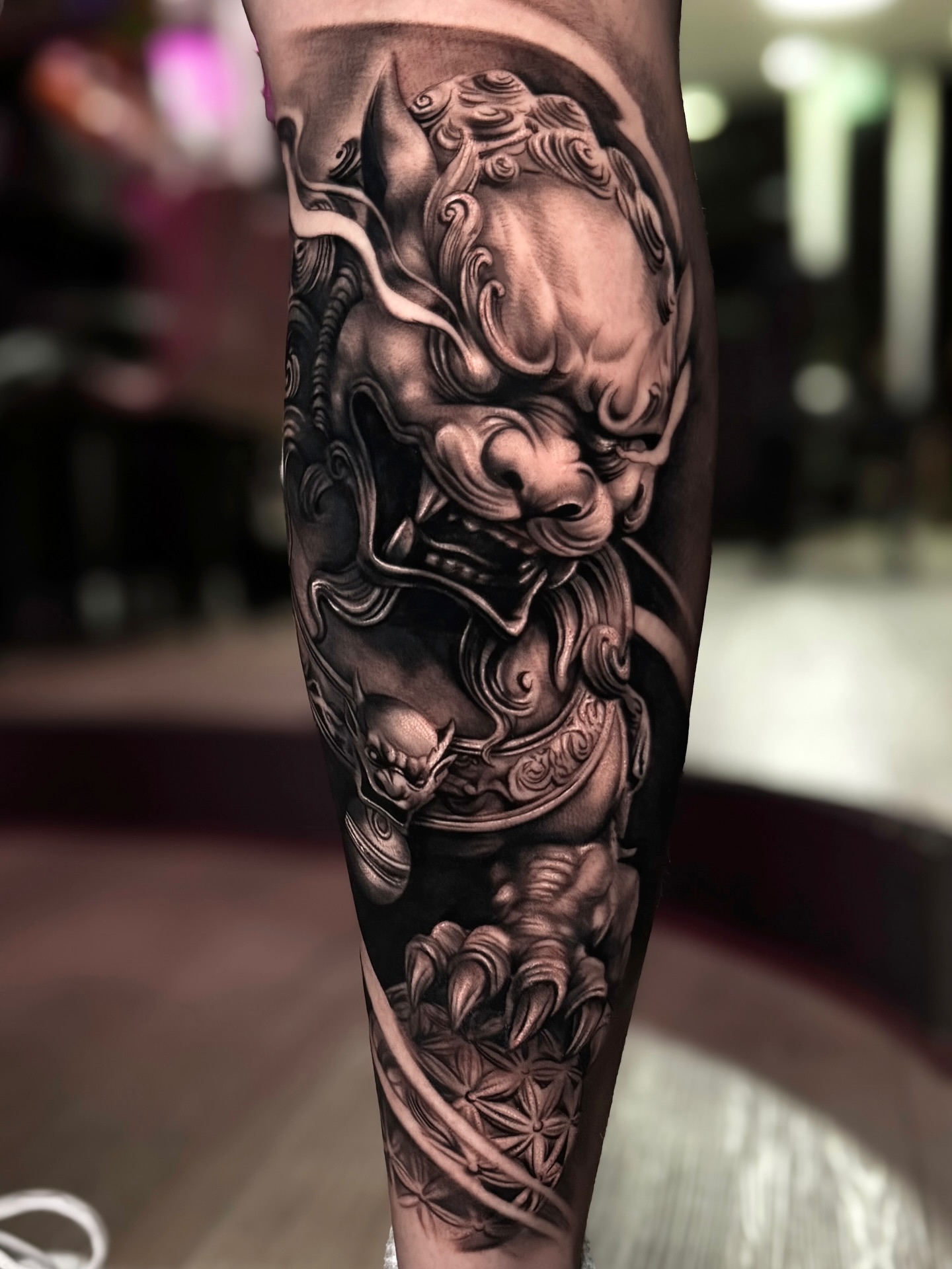 Foo dog guardian statue tattoo
