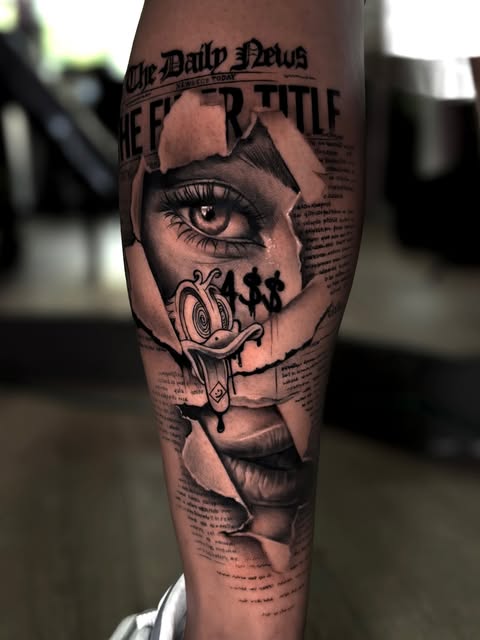 The Daily News collage tattoo