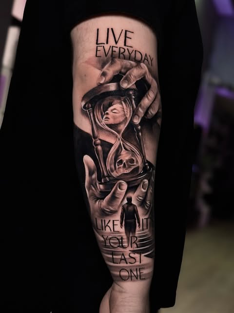 Live Everyday hourglass tattoo